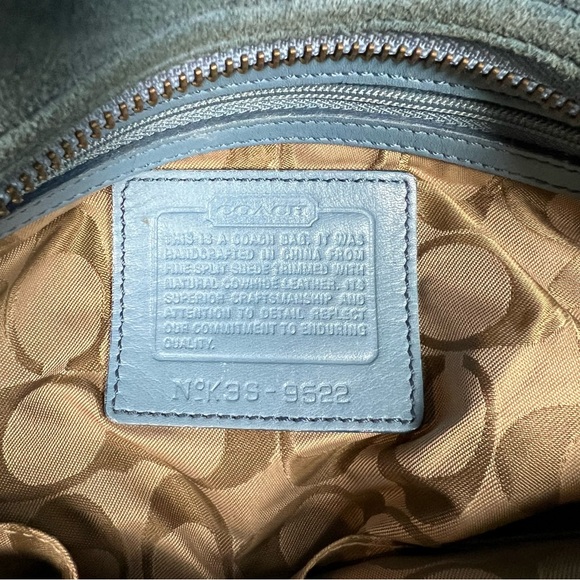 Vtg Y2K Light Blue Suede Leather Coach Purse Shoulder Bag Hobo K3S-9522 - Picture 4 of 6